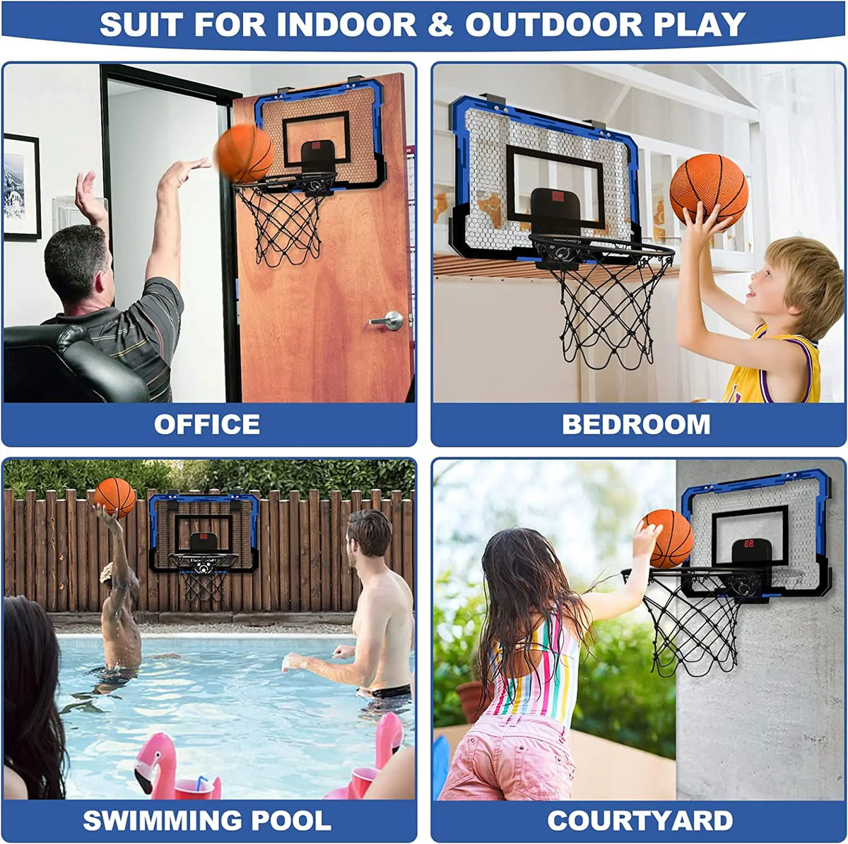 Ring Basketball Hoop Wall-Mounted Indoor Training Home Kids Basketball Toy Mini Basketball Hoop Set for Kids Outdoor Games